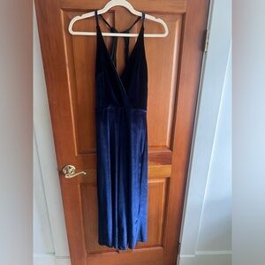 Urban Outfitters OML Blue Velvet Jumpsuit